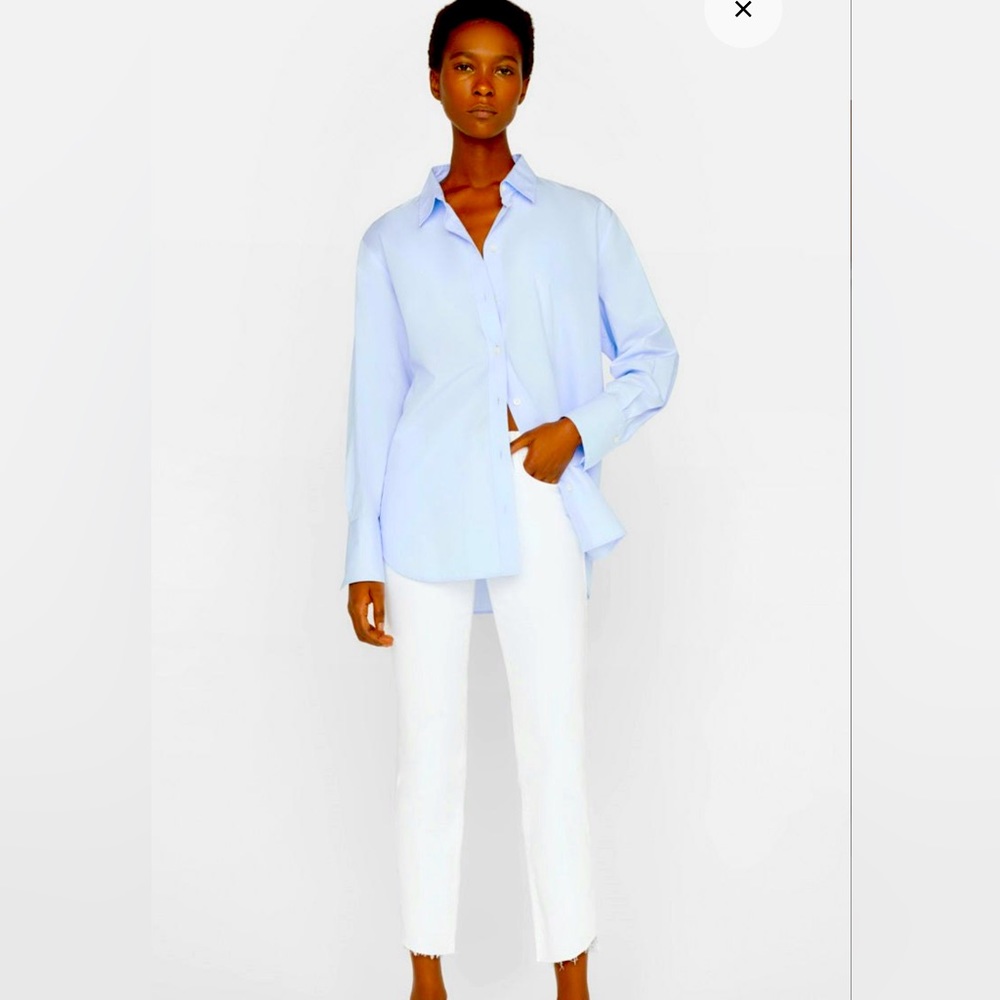 NWT FRAME Le High Straight Cascade Hem denim jeans in Blanc White size 28